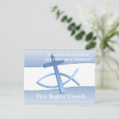 Simplicity Blue Church Postcard Briefkaart (Staand voorkant)