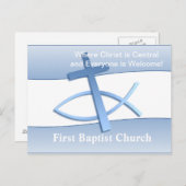 Simplicity Blue Church Postcard Briefkaart (Voorkant / Achterkant)