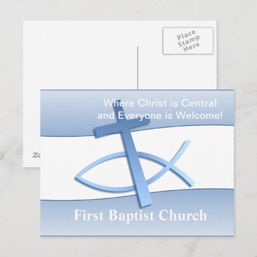Simplicity Blue Church Postcard Briefkaart (Voorkant / Achterkant)