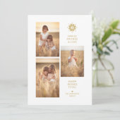 Simplicity Minimal 3 Photos Family Collage Feestdagenkaart (Staand voorkant)