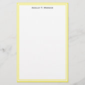 Simplicity Yellow / White Personalized Stationery Briefpapier (Voorkant)
