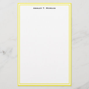 Simplicity Yellow / White Personalized Stationery Briefpapier