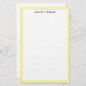 Simplicity Yellow / White Personalized Stationery Briefpapier (Voorkant / Achterkant)