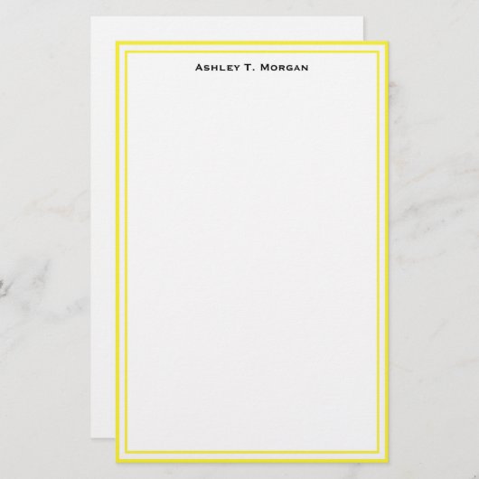 Simplicity Yellow / White Personalized Stationery Briefpapier (Voorkant / Achterkant)