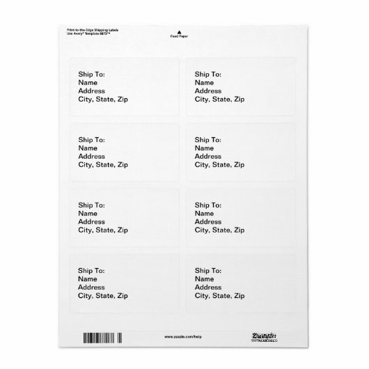 Simplistic Art Business Personal Ship to Address Etiket (Full Sheet)