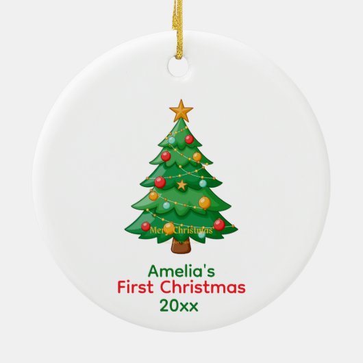 Simplistic Baby's First Christmas w/ Tree Ornament (Achterkant)