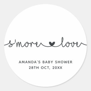 Simplistic Black and White Typography S'more Love Ronde Sticker