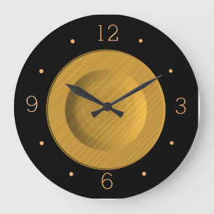 Simplistic Black en Yellow Gold> wandklok