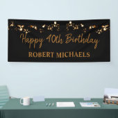 Simplistic Black & Gold Happy Birthday-banner Spandoek (Beurs)
