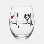 Simplistic Black Paws en rode wijn hartslag Wijnglas Zonder Voet (Rechts)