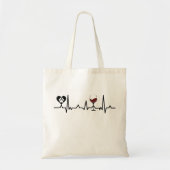 Simplistic Black Paws en Wine Heartbeat Tote Bag (Voorkant)