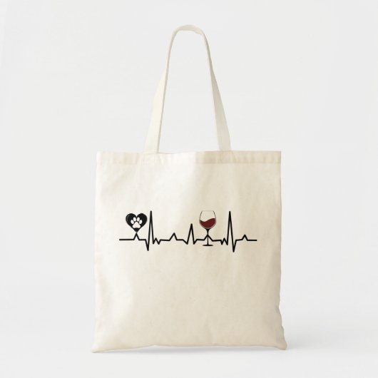 Simplistic Black Paws en Wine Heartbeat Tote Bag (Voorkant)