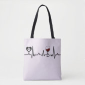 Simplistic Black Paws en Wine Heartbeat Tote Bag (Voorkant)