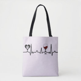 Simplistic Black Paws en Wine Heartbeat Tote Bag