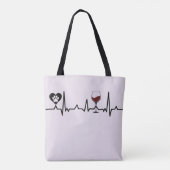 Simplistic Black Paws en Wine Heartbeat Tote Bag (Achterkant)