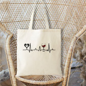 Simplistic Black Paws en Wine Heartbeat Tote Bag