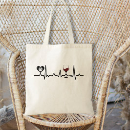 Simplistic Black Paws en Wine Heartbeat Tote Bag