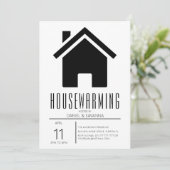 Simplistic Black & White Housewarming Party Invita Kaart (Staand voorkant)