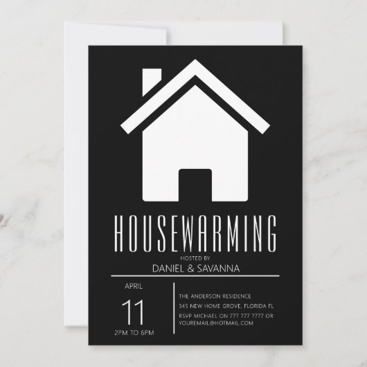 Simplistic Black & White Housewarming Party Kaart (Voorkant)