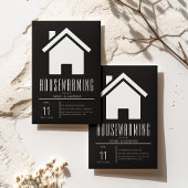 Simplistic Black & White Housewarming Party Kaart