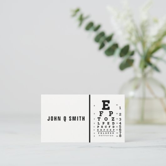 Simplistic Black White Modern Optician Visitekaartje (Staand voorkant)