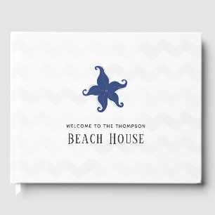 Simplistic Blue en White Beach House Gastenboek