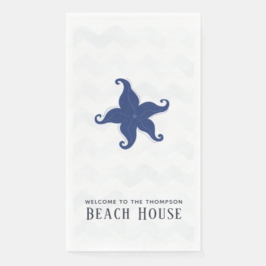 Simplistic Blue en White Beach House Servet (Voorkant)