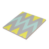 Simplistic Blue, Yellow and grijs Chevron Tegeltje (Zijkant)