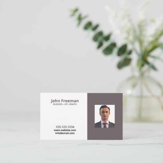 Simplistic Bruin en Wit de Agent van de Fotoverzek Visitekaartje (Staand voorkant)