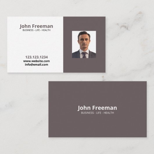 Simplistic Bruin en Wit de Agent van de Fotoverzek Visitekaartje (Voorkant / Achterkant)