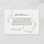 Simplistic Delicate Black Leaves Wedding Details Informatiekaartje (Voorkant)