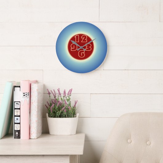 Simplistic Eye Catching Blue Red Wall Clock Grote Klok (Leeskamer)