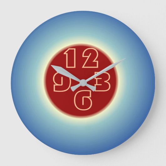Simplistic Eye Catching Blue Red Wall Clock Grote Klok (Voorkant)