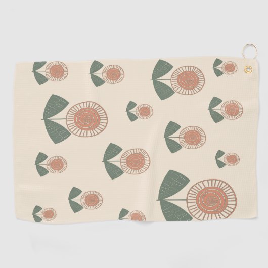 Simplistic Flower Pattern Golfhanddoek (Horizontaal)