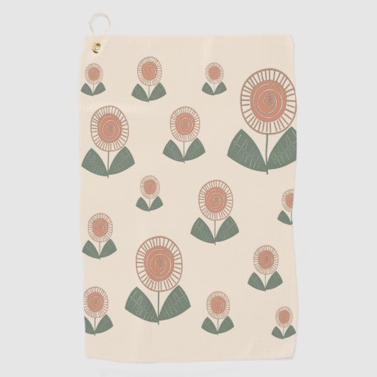 Simplistic Flower Pattern Golfhanddoek (Voorkant)