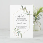 Simplistic Greenery Geometric Wedding Update Kaart (Staand voorkant)