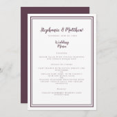 Simplistic huwelijksmenu Moderne Paarse ingelijste Menu (Voorkant / Achterkant)