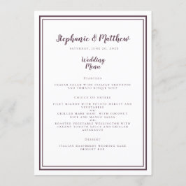 Simplistic huwelijksmenu Moderne Paarse ingelijste Menu
