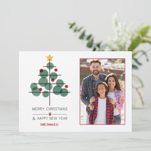 Simplistic kerstfotokaart feestdagenkaart (Staand voorkant)