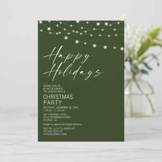 Simplistic Koord lichte Uitnodiging van de Kerst v (Staand voorkant)