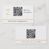 Simplistic Minimalist QR-code neutraal Visitekaartje (Voorkant / Achterkant)