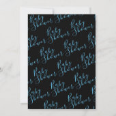 Simplistic Modern Black & Blue Baby shower Kaart (Achterkant)