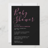 Simplistic Modern Black & Roze Baby shower Kaart (Voorkant)