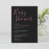 Simplistic Modern Black & Roze Baby shower Kaart (Staand voorkant)