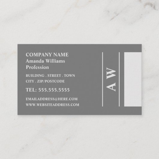 Simplistic Monogram, minimalistisch Visitekaartje (Voorkant)