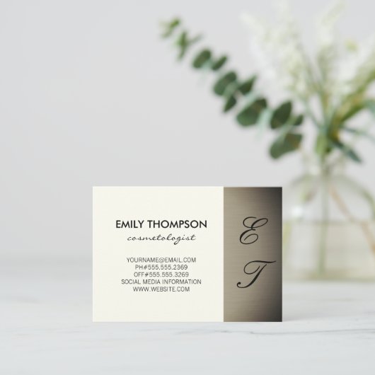 Simplistic Monogram (van geel) Benoeming Afsprakenkaartje (Staand voorkant)