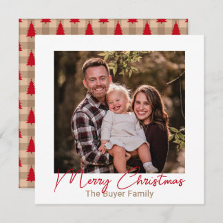 Simplistic Pleasures Red One Photo Christmas Card Feestdagenkaart