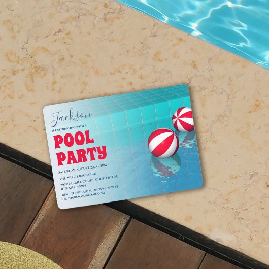 Simplistic Pool Party Birthday Kaart