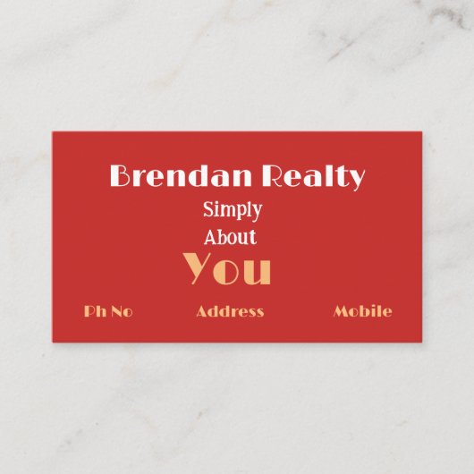 Simplistic Red Gold RealEstate Visitekaartjes (Voorkant)