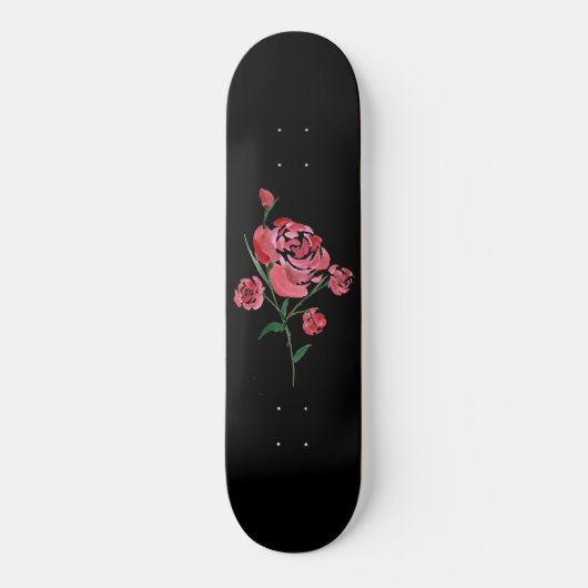 Simplistic Red Rose Waterverf Persoonlijk Skateboard (Voorkant)